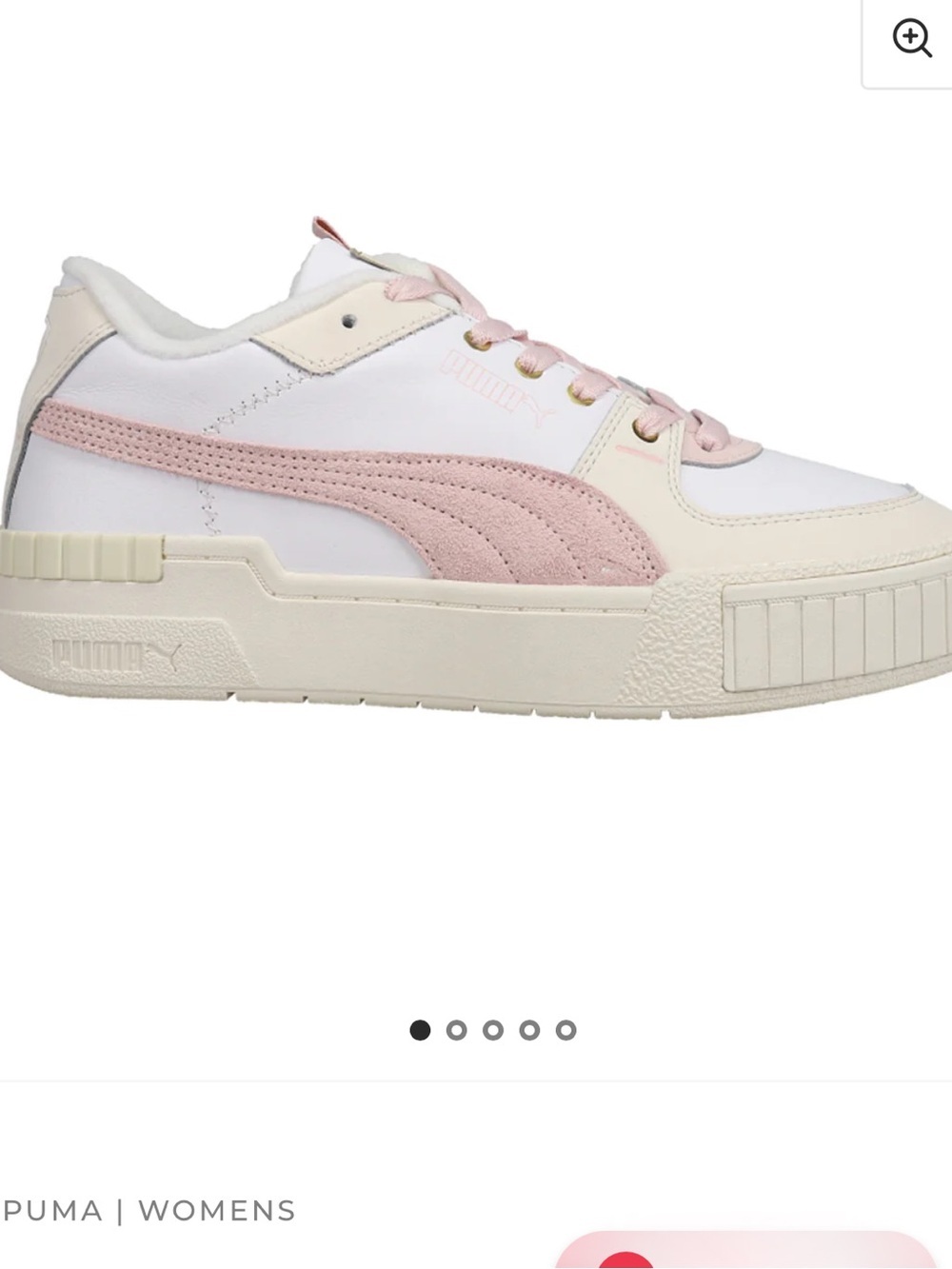 Puma Cali Sport Frosted Hike Leather Platform Sneakers Shoes White & Pink Size 9